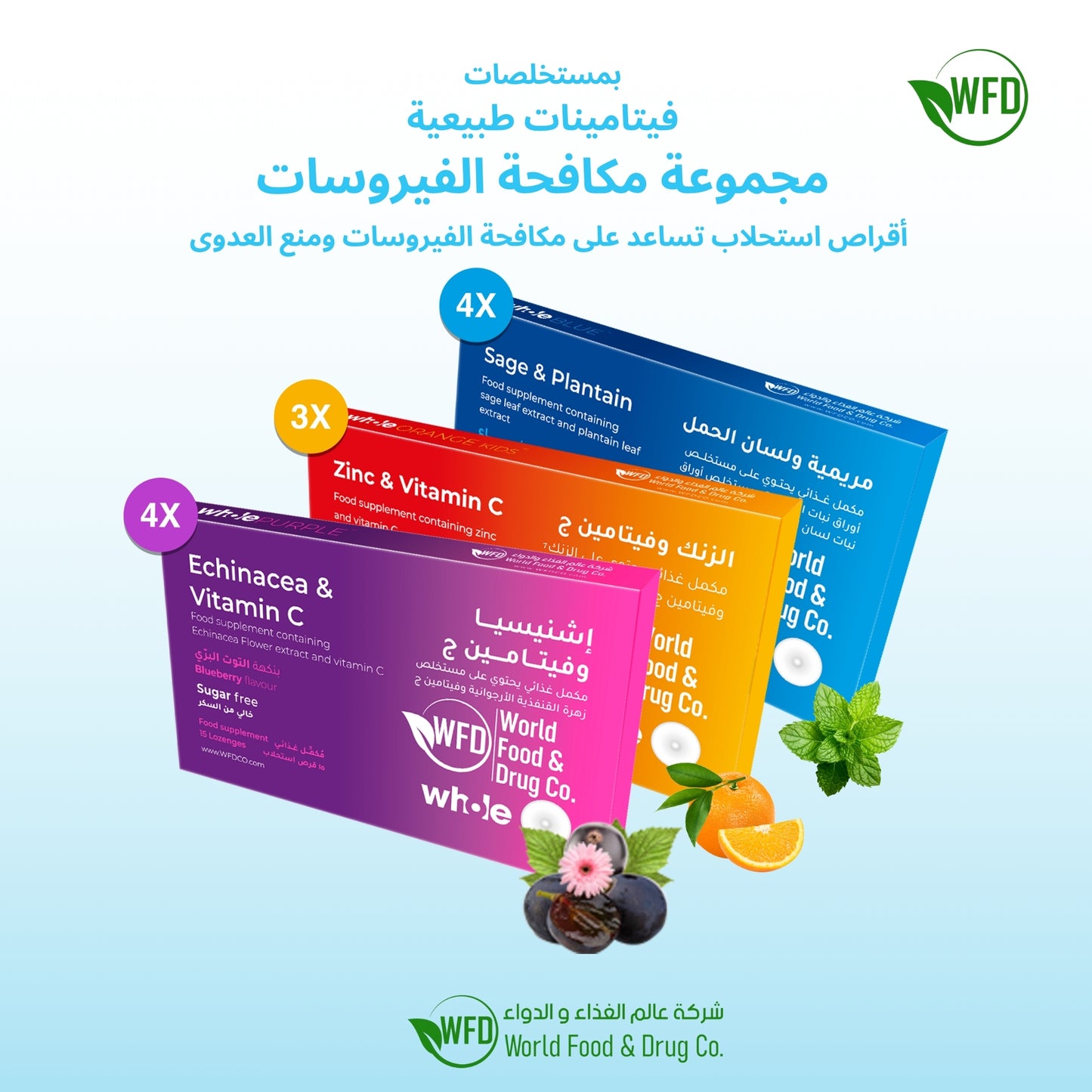 3-in-1 Herbal Lozenges – Echinacea + Vitamin C, Zinc + Vitamin C, Sage & Plantain PSK – Natural Cough & Throat Soothers for Immune Support, Cold & Flu Relief, Fresh Breath & Daily Wellness – 1 Box (11 Packs × 15 Tablets)