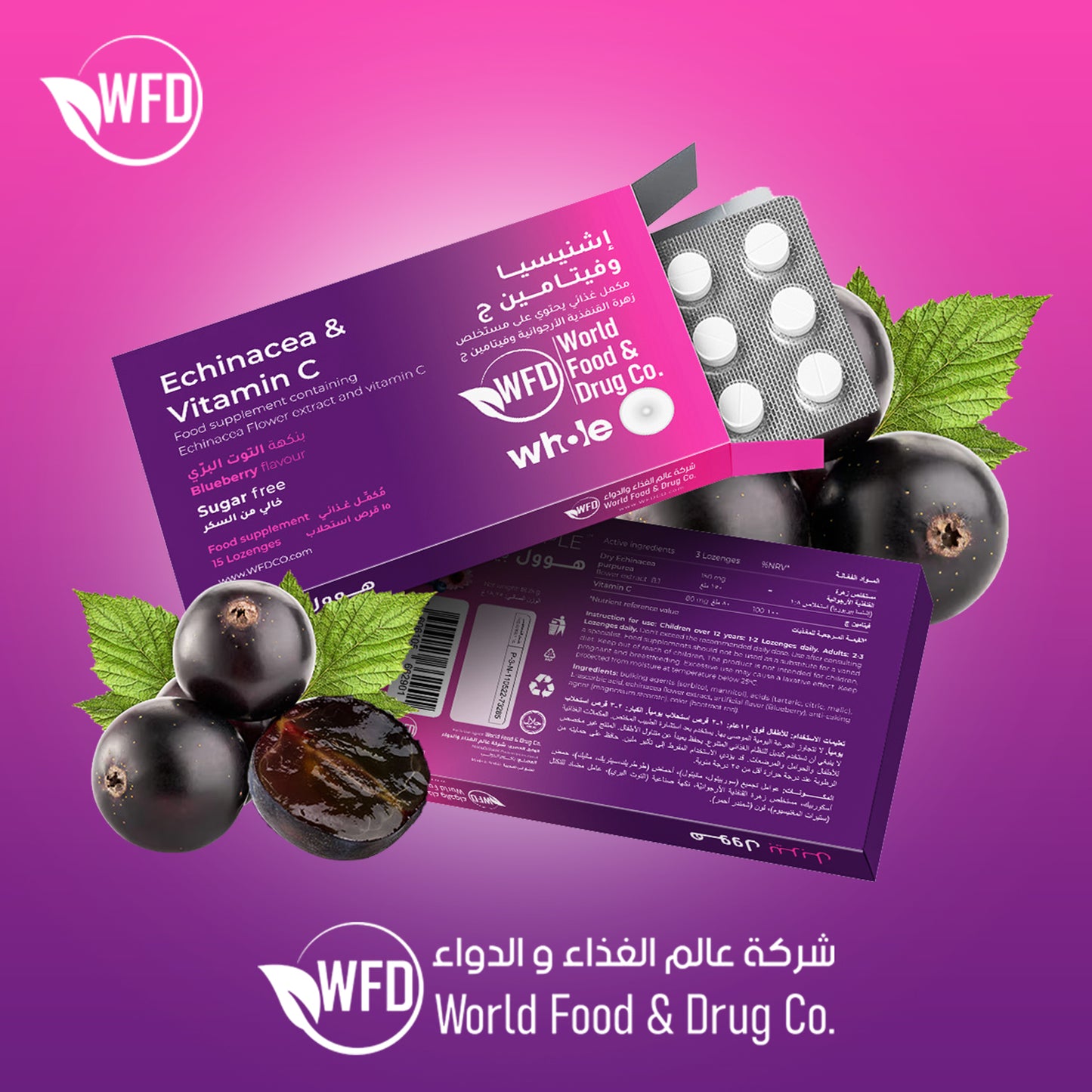 Echinacea & Vitamin C Tablets – Sugar-Free Immunity Support & Cold Relief Supplement – Whole Purple Coneflower Extract with Vitamin C – Natural Multivitamins for Flu Defense & Daily Wellness – 1 Pack contains 15 Lozenges