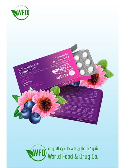 Echinacea & Vitamin C Tablets – Sugar-Free Immunity Support & Cold Relief Supplement – Whole Purple Coneflower Extract with Vitamin C – Natural Multivitamins for Flu Defense & Daily Wellness – 1 Pack contains 15 Lozenges