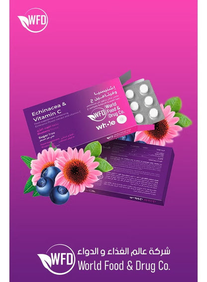 Echinacea & Vitamin C Tablets – Sugar-Free Immunity Support & Cold Relief Supplement – Whole Purple Coneflower Extract with Vitamin C – Natural Multivitamins for Flu Defense & Daily Wellness – 1 Pack contains 15 Lozenges