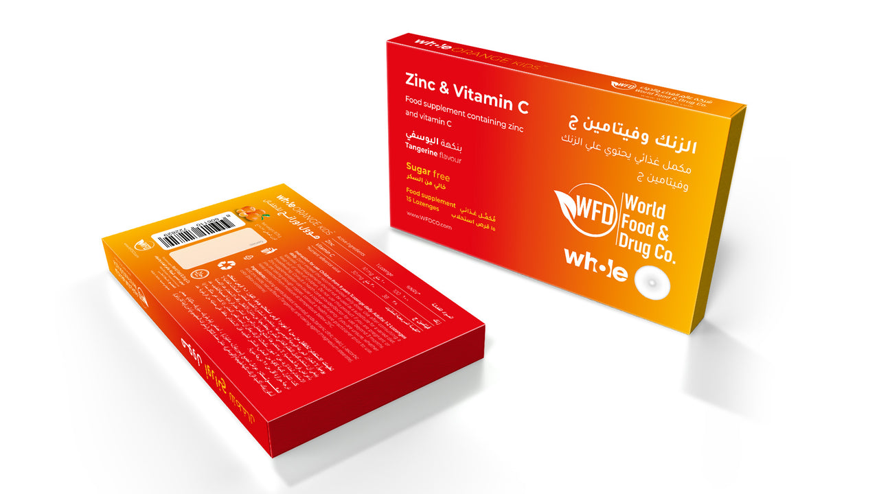 Zinc &  Vitamin C Whole Orange for Children Zinc Oxide 20 mg equivalent to 10 mg of elements and Vitamin C 30 mg